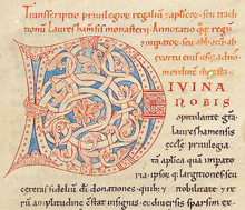 Initial on p. 1ra, Codex Laureshamensis